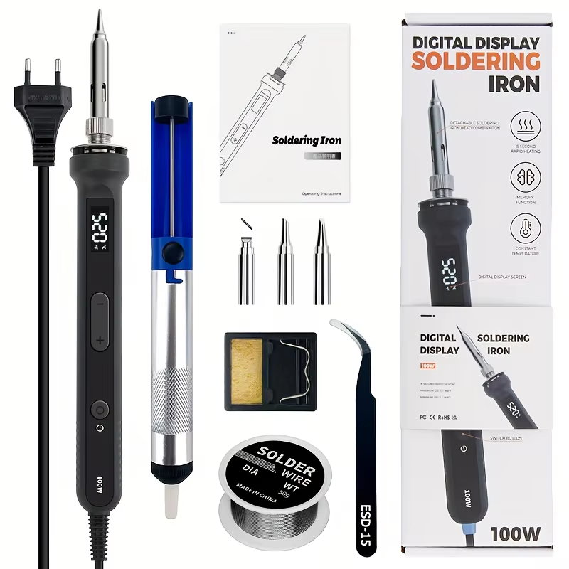 Electronics Repair Kit With Soldering Iron - Zestaw cyfrowej lutownicy 100W z regulacją