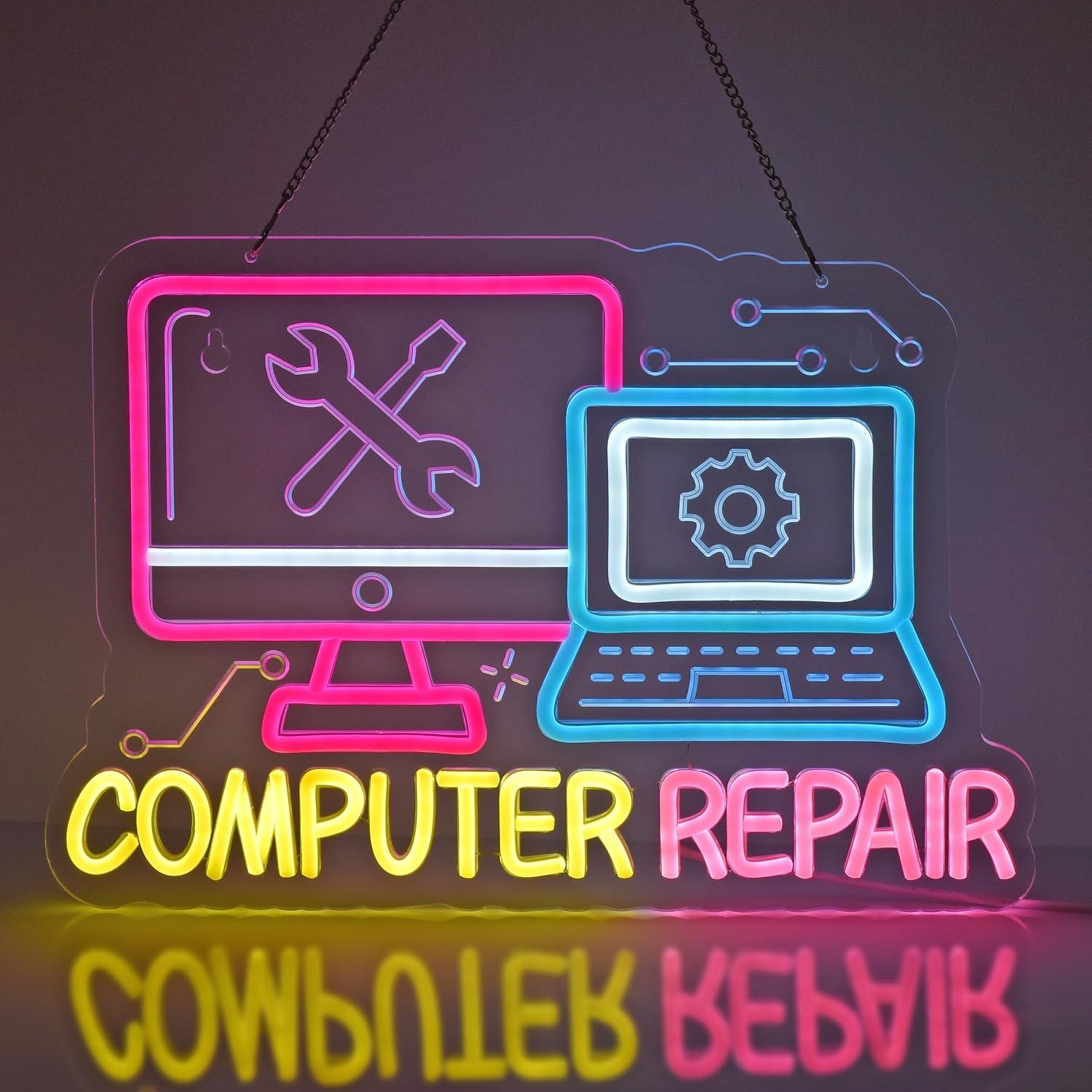 Electronics Repair Store - Neonowy szyld naprawa komputerów, ściemnialne lampki